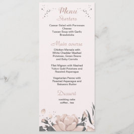 donkergrijze bloemen botanische bruiloft menu