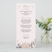 donkergrijze bloemen botanische bruiloft menu (Staand voorkant)