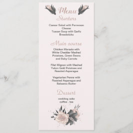 donkergrijze bloemen botanische bruiloft menu