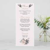 donkergrijze bloemen botanische bruiloft menu (Staand voorkant)