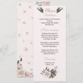 donkergrijze bloemen botanische bruiloft menu (Voorkant / Achterkant)