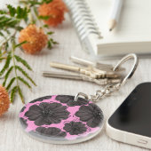 Donkergrijze bloemen sleutelhanger (Voorkant Rechts)