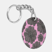 Donkergrijze bloemen sleutelhanger (Voorkant Links)