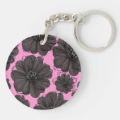 Donkergrijze bloemen sleutelhanger (Achterkant)