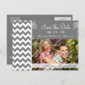 Donkergrijze Chevron; tropische palm Aankondigingskaart (Voorkant / Achterkant)