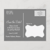 Donkergrijze Chevron; tropische palm Aankondigingskaart (Achterkant)