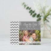 Donkergrijze Chevron; tropische palm Aankondigingskaart (Staand voorkant)