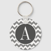 Donkergrijze Chevron; zigzag Sleutelhanger (Voorkant)