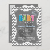 Donkergrijze Chevron; zigzag Uitnodiging Briefkaart (Voorkant / Achterkant)