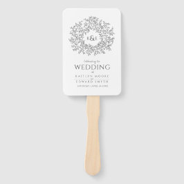 Donkergrijze cirkel verlaat monogram huwelijksprog handwaaier