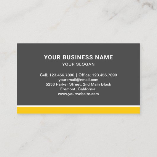 Donkergrijze constructie Bulldozer graafmachine Visitekaartje (Achterkant)