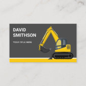 Donkergrijze constructie Bulldozer graafmachine Visitekaartje (Voorkant)