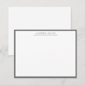 Donkergrijze eenvoudige lijn Modern Classic minima Notitiekaartje (Voorkant / Achterkant)