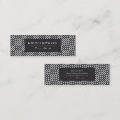 Donkergrijze en witte strepen mini visitekaartje (Voorkant / Achterkant)