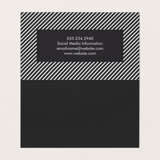 Donkergrijze en witte strepen visitekaartje (Binnenkant ongevouwen)