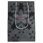 Donkergrijze en zwarte harten medium cadeauzakje (Achterkant)