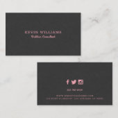 Donkergrijze faux linnen textuur achtergrond visitekaartje (Voorkant / Achterkant)