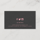 Donkergrijze faux linnen textuur achtergrond visitekaartje (Achterkant)