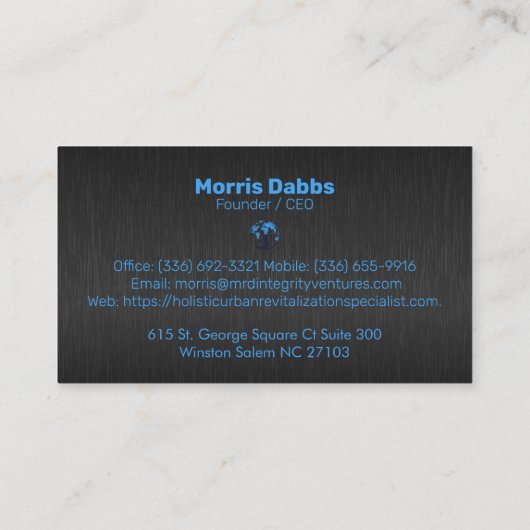 Donkergrijze faux meta textuur business ca visitekaartje (Achterkant)