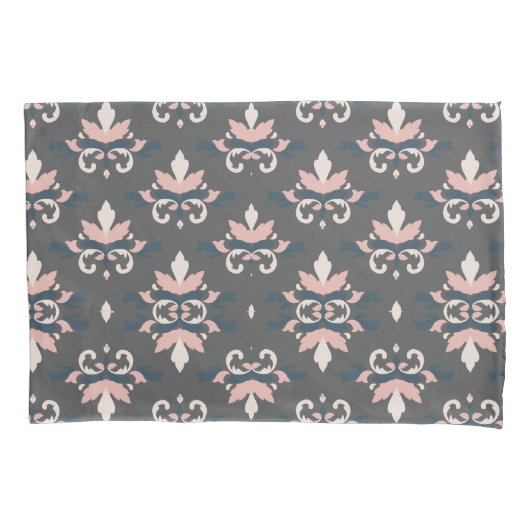 Donkergrijze Floral Elegance Kussensloop (Voorkant)