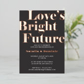 Donkergrijze Folie “Love’s Bright Future” Verlovin Uitnodiging (Staand Voorkant)