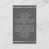 Donkergrijze foto kruis boog begrafenis gebedskaar visitekaartje (Achterkant)