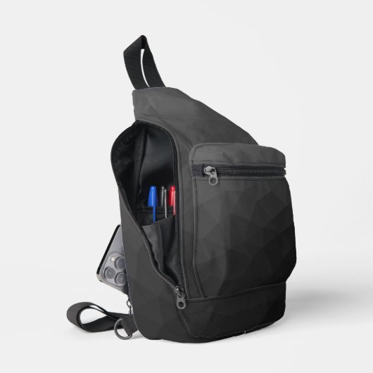 Donkergrijze geometrische mesh gradiëntpatroon sling bag (Open)