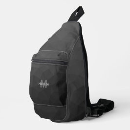 Donkergrijze geometrische mesh patroon Monogram Sling Bag