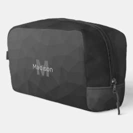 Donkergrijze geometrische mesh patroon Monogram Toilettasje