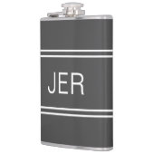 Donkergrijze gepersonaliseerde monogram initiaal d heupfles (Links)