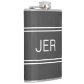 Donkergrijze gepersonaliseerde monogram initiaal d heupfles (Rechts)
