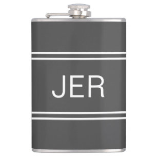 Donkergrijze gepersonaliseerde monogram initiaal d heupfles