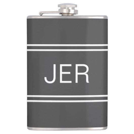 Donkergrijze gepersonaliseerde monogram initiaal d heupfles (Voorkant)