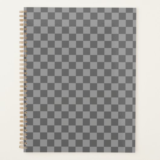 Donkergrijze geruite schaakbordpatroon planner (Voorkant)
