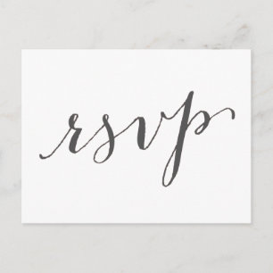 Donkergrijze glamour   Wedding RSVP Briefkaart