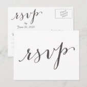 Donkergrijze glamour | Wedding RSVP Briefkaart (Voorkant / Achterkant)