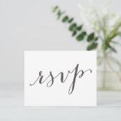 Donkergrijze glamour | Wedding RSVP Briefkaart (Staand voorkant)