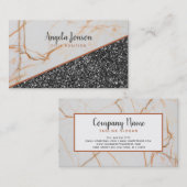 Donkergrijze glitter en marmersteen visitekaartje (Voorkant / Achterkant)