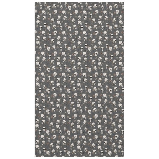 Donkergrijze gotische schedels en Rozen Halloween Tafelkleed (Voorkant)