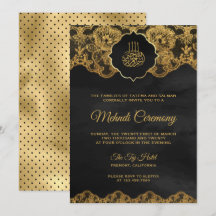 Donkergrijze gouden folie kant islamitisch mehndi