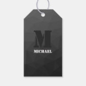 Donkergrijze gradiënt geometrisch netwerk Monogram Cadeaulabel (Voorkant)