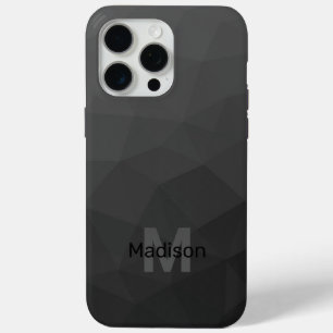 Donkergrijze gradiënt geometrisch netwerk Monogram iPhone 15 Pro Max Hoesje