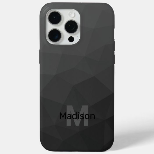 Donkergrijze gradiënt geometrisch netwerk Monogram Case-Mate iPhone Case (Achterkant)