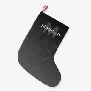 Donkergrijze gradiënt geometrisch netwerk Monogram Kleine Kerstsok