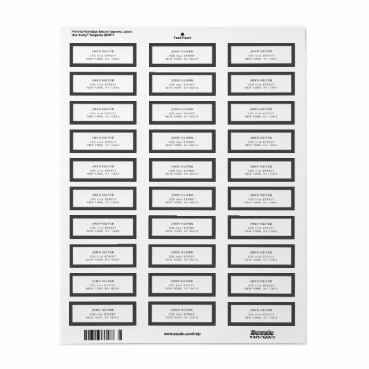 Donkergrijze grens Formele terugkeeradres Etiket (Full Sheet)