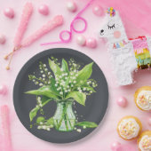 Donkergrijze groene Lelie van de Vallei Douche Papieren Bordje (Feest)