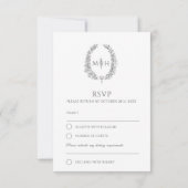 Donkergrijze handgetekende bladmonogram RSVP bruil (Achterkant)