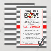 Donkergrijze horizontale strepen; nautisch anker kaart (Voorkant / Achterkant)