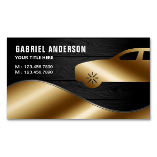 Donkergrijze Houten Gouden Luxe Autohuur Chauffeur Magnetisch Visitekaartje