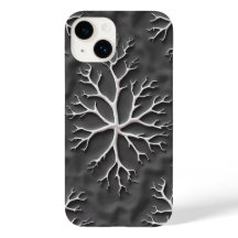 Donkergrijze iPhone-hoes met organische witte takk